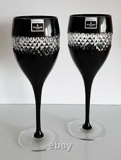 Pair Waterford John Rocha Black Cased Red Wine Goblets, New Without Box, Signed