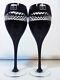 Pair Waterford John Rocha black large Red Wine Goblet, Hand cut double walled