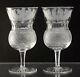 Pair of Edinburgh Crystal Cut Thistle 6 5/8 Inch Water Goblet SIGNED