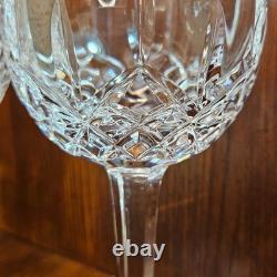 Pair of Heavy Waterford Crystal Lismore Pattern Balloon Wine Glasses 7 5/8