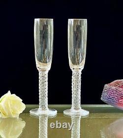Pair of Rare Lalique Vendome Toasting Champagne Flutes Great Wedding Gift Mint