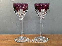 Pair of Val St. Lambert LEGAGNEUX Tcpl Amethyst Roemer 7.5 Wine Glasses