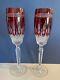 Pair of Waterford Case Cut Clarendon Ruby Red Flutes NIB