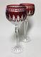 Pair of Waterford Crystal Clarendon Pattern Ruby Wine Hocks, Signed