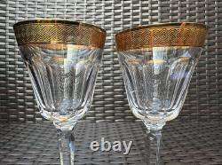 Pair of Waterford Crystal Kells Wine Glasses, Gold Encrusted Braid Band, MINT