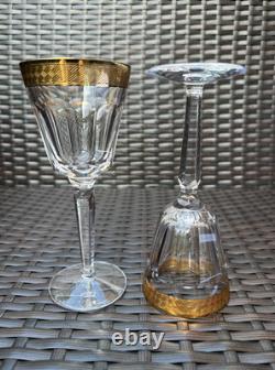 Pair of Waterford Crystal Kells Wine Glasses, Gold Encrusted Braid Band, MINT