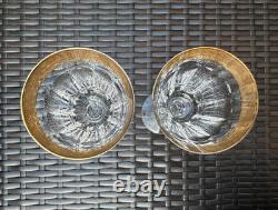 Pair of Waterford Crystal Kells Wine Glasses, Gold Encrusted Braid Band, MINT