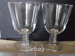 Pair of mint Steuben air-twist #8011 Red Wine glasses with dust bags-5-1/8 tall
