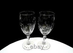 Pairpoint Brilliant Crystal Flower Dots Tri Cut Zipper Stem 2 Pc 6 Wine Glasses