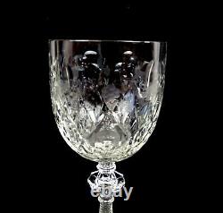 Pairpoint Cut Crystal Intaglio Floral Notched Faceted Stem 2 Pc 8 Wine Goblets