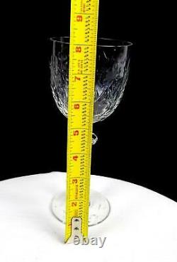 Pairpoint Cut Crystal Intaglio Floral Notched Faceted Stem 2 Pc 8 Wine Goblets