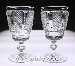 Pristine Pair Waterford Crystal Hibernia Cut Water Goblets Glasses Wine Irish