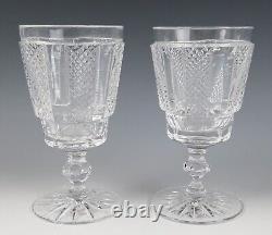 Pristine Pair Waterford Crystal Hibernia Cut Water Goblets Glasses Wine Irish