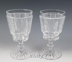 Pristine Pair Waterford Crystal Hibernia Cut Water Goblets Glasses Wine Irish