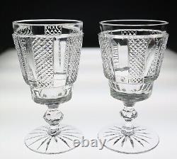 Pristine Pair Waterford Crystal Hibernia Cut Water Goblets Glasses Wine Irish