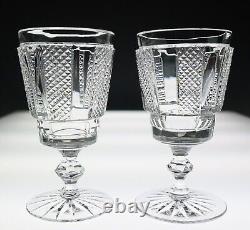 Pristine Pair Waterford Crystal Hibernia Cut Water Goblets Glasses Wine Irish