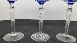 QTY 3 Nachtmann Traube Cut to Clear Crystal Glasses 8.5 BLUE