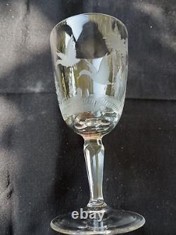 Queen Lace Crystal American Wildlife 6 x 6½ Water / Wine Glasses