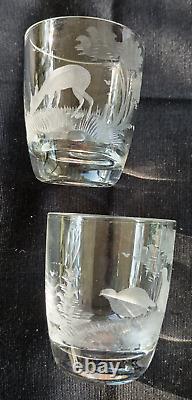 Queen Lace Crystal Americana American Wildlife 5 Shot Liqueur Glasses