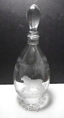 Queen Lace Crystal Wine DECANTER, Kenyan/African LION, Rowland Ward