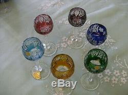 R Kunze Bleikristall Crystal Bohemian Cut to Clear Wine Glasses set of 6 handcut