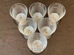 R Rene Lalique Nippon Claret Wine Glasses Set of 6 5241 France Crystal 4 1/8 H