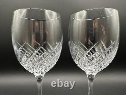 RARE Pair WATERFORD CRYSTAL Essentially Wave Red Wine Glasses/Water Goblets MINT