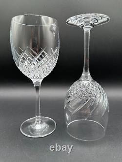 RARE Pair WATERFORD CRYSTAL Essentially Wave Red Wine Glasses/Water Goblets MINT