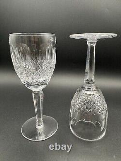 RARE Pair of WATERFORD CRYSTAL Colleen Tall Stem (Cut) Claret Wine Glasses, MINT