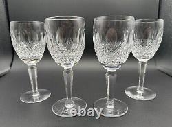 RARE Set of 4 WATERFORD CRYSTAL Colleen Tall Stem (Cut) Claret Wine Glasses, MINT