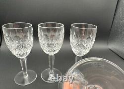 RARE Set of 4 WATERFORD CRYSTAL Colleen Tall Stem (Cut) Claret Wine Glasses, MINT