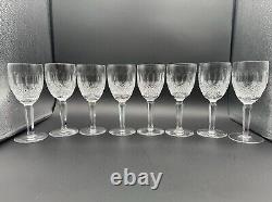 RARE Set of 8 WATERFORD CRYSTAL Colleen Tall Stem (Cut) Claret Wine Glasses, MINT