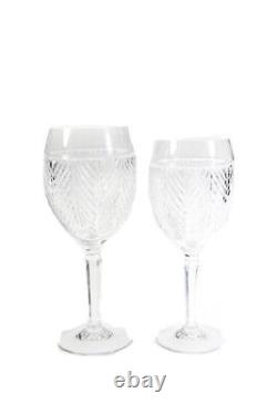Ralph Lauren Clear Crystal Herring Bone Wine Glasses Set Of Six