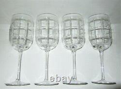 Ralph Lauren Crystal 4'FOSTER' Cut Wine Goblets or Water Glasses 9.25 HTF Mint