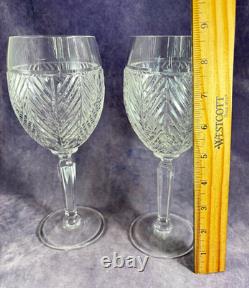 Ralph Lauren Crystal PAIR 8¾ Harringbone Wine Glasses Barrel Shaped