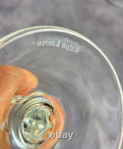 Ralph Lauren Crystal PAIR 8¾ Harringbone Wine Glasses Barrel Shaped