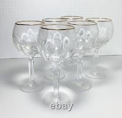 Ralph Lauren EDWARD GOLD, Set of 6 Crystal Wine Glasses, 7 5/8 Gold Rim