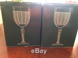Ralph Lauren Herringbone Fine Crystal Goblets Wine Water Glasses Set of 8 New