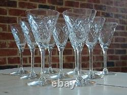 Rare 1930s SET of 9 SENECA GOTHIC Pattern Cut Crystal WINE GLASSES Glass 6