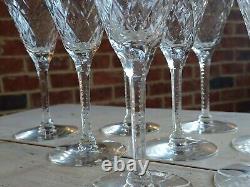 Rare 1930s SET of 9 SENECA GOTHIC Pattern Cut Crystal WINE GLASSES Glass 6