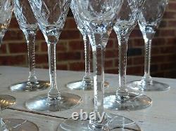 Rare 1930s SET of 9 SENECA GOTHIC Pattern Cut Crystal WINE GLASSES Glass 6