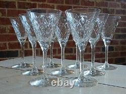 Rare 1930s SET of 9 SENECA GOTHIC Pattern Cut Crystal WINE GLASSES Glass 6