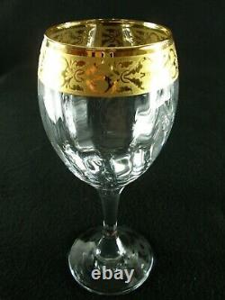 Rare Antique BACCARAT Crystal 3 x Cotes Venitiennes Wine Goblet with Etched Gold
