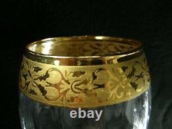 Rare Antique BACCARAT Crystal 3 x Cotes Venitiennes Wine Goblet with Etched Gold