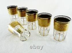 Rare Antique BACCARAT Crystal Cannelures 6 x Wine / Water Tumbler with Gold Band