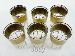 Rare Antique BACCARAT Crystal Cannelures 6 x Wine / Water Tumbler with Gold Band