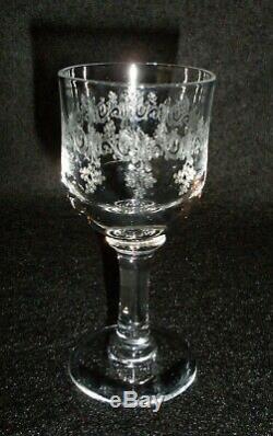 Rare Antique BACCARAT Sevigne Crystal Engraved 6 x Wine Goblet & 6 x Sherry