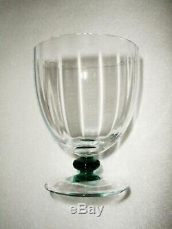 Rare Art Deco BACCARAT Cotes Venitiennes 9 x Red Wine Goblet with Green Knob
