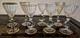Rare Italy Colored Crystal Dolphin Stem 6 Ribbed Wine Glass Set Of 8 Gold Gilt