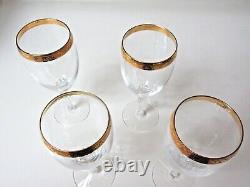 Rare Lenox 4 Holiday Gold Holly Leaves Band Crystal Water / Wine Goblets Mint